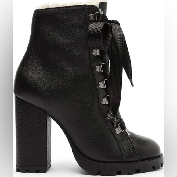 SCHUTZ | Zhara Winter Heeled Boots Lug Sole Leather Size 9.5 NEW - Picture 14 of 14